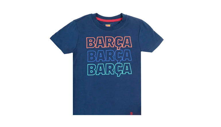 CAMISETA BARCELONA DE NIÑO MANGA CORTA, CUELLO REDONDO-BCTS323102-NVY