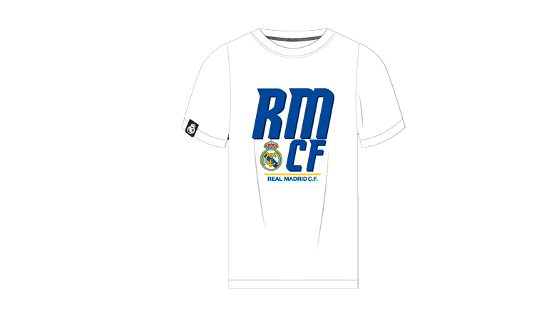 CAMISETA REAL MADRID DE NIÑO MANGA CORTA, CUELLO REDONDO-RMTS323104-WHT